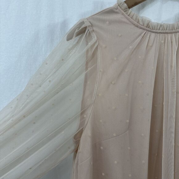 H&M Pink Swiss Dot Tulle Balletcore Romantic Semi-Sheer Dress Womens Size M - Picture 7 of 9